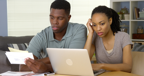 Black Couple Arguing About Money